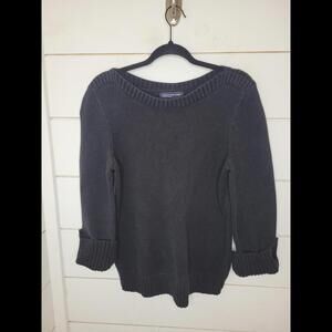 Jones New York XL black rolled sleeve sweater. Boat neck